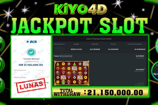 KIYO4D JACKPOT SLOT GATES OF OLYMPUS SUPER SCATTER Rp21.150.000,- LUNAS