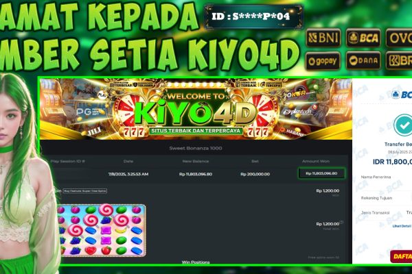 KIYO4D JACKPOT SLOT SWEET BONANZA 1000 Rp11.800.000,- LUNAS
